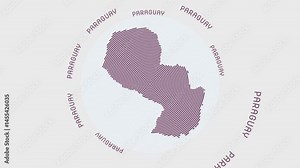 Paraguay shape with dynamic circles visual effect. Animation of Paraguay logo appearing from rotating rings and country name around the shape. Intro, opening, closing, logo video.