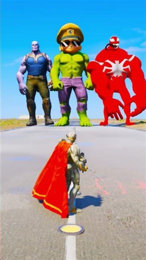 Random Superheroes VS Giant Thanos & Giant Venom #gta #shorts