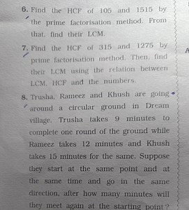 Find the HCF of 105 and 1515 by the prime factorisation method.... | Filo