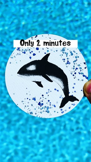 Mary Wu | Aspiring Watercolor & Flower Preservationist on Instagram: "🐋 paint an orca in 2 minutes This one-stroke watercolor is so easy and satisfying! 🖌️ Full tutorial for subscribers Quick steps: 1. Load up your brush with black paint and shape the body in one stroke. 2. Use a clean damp brush to pull color into the belly and lift the face area. 3. Once dry, add fins and finish with fun ocean-y splatter! 💦 Perfect for beginners or a summer sketchbook page by the pool! 🎨 Materials (all ava