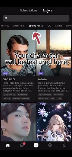 🎉New! Sparks Fly Character Creation! #polybuzz #aichatbot #aicharacter