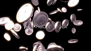 3 anims in clip. 2 silver coin explosions, and 1 raining silver coins overlay effect. This anim is perfect for games, apps, commercials, and marketing presentations. Transparency is embedded in vid