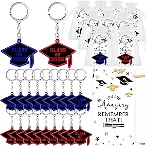 Huaerle 150 Pcs Graduation Gifts Class of 2025 Graduation Keychains with Greeting Cards & Bags Graduation Cap Keychains Graduation Party Favors for College Seniors Grad Accessories