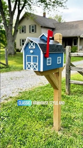 Amish Handmade Wooden Mailbox | Dutch Barn Style Mailbox with Red Flag #madeinusa #handmade