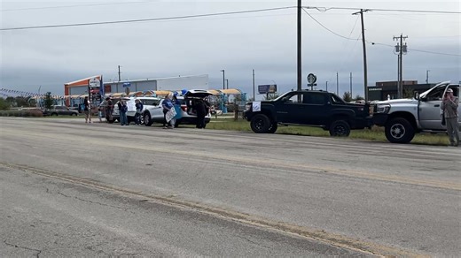 Here we go! Family and community support mean the world. People are starting to line up along C Bud Stockton for the Cougar football send-off. | Jarrell Independent School District