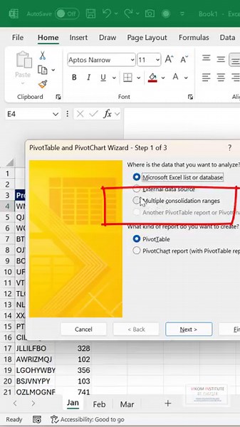 Insert pivot from multiple sheets in Excel #excel #spreadsheetmagic #microsoftoffice