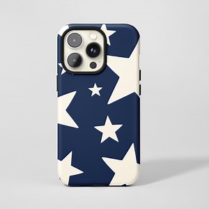 Coque de téléphone à étoiles bleu marine et blanc cassé, style rétro minimaliste Y2K, compatible iPhone 17, 16, 15, 14, 13, 12, 11 Pro Max, Samsung S25, S24 et MagSafe. - Etsy France