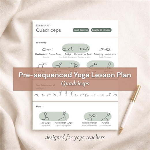 Pre-sequenced Yoga Lesson Plan for Teachers | Quadriceps-based Vinyasa Slow Flow Class | Instant Download PDF - Etsy Canada