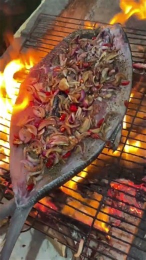 Mouthwatering Charcoal Grilled Fish with Fresh Spices & Onions