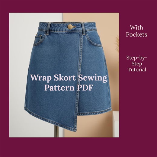 Wrap Skort Sewing Pattern PDF With Pockets (EU 40 / US 12) - Etsy
