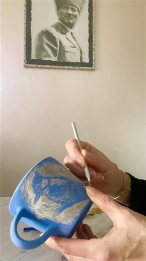 Sgraffito Technique / I make ceramic cups using the sgraffito technique #sgraffito #shorts #ceramic