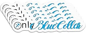 Janlaugh 6 Pcs Only Blue Collar Stickers Welder Waterproof Welding Stickers Lineman Hard Hat Stickers for Truck Helmet Water Bottle Tumbler Phone Case Cars Laptops Gifts Adults