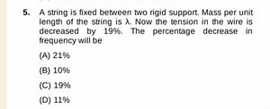 A string is fixed between two rigid support. Mass per unit leng... | Filo
