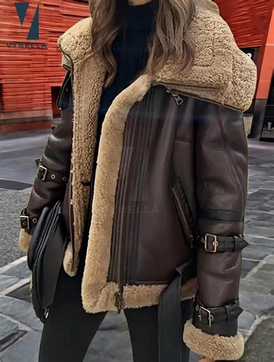 Women's Real Sheepskin Aviator Pilot Bomber Jacket - Handmade Double Collar Shearling Flying Coat, Winter Jacket - Etsy UK