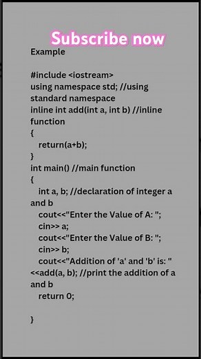 Inline Functions with example in C++ programming #coding #cppprogramming #inlinefunction#function