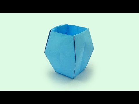 How To Make A Paper Flower Vase - Easy Origami Vase Making Tutorial - DIY Simple Paper Craft Ideas