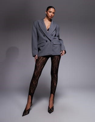 ASOS DESIGN sheer lace stirrup legging in black | ASOS