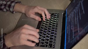 Men coding html programmer developer working on website freelance closeup