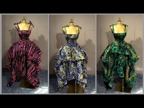 DIY: How To Cut And Sew This Trendy Ankara Smokey /shirred layered Handkerchief Dress For Beginners