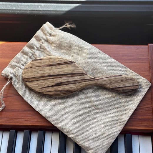 Round Black Limba Hairbrush Domestic Discipline Spanking Paddle 1/2”