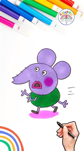 Draw Edmond Elephant Easy | Draw Peppa Scared Edmond Elephant 🌈🐽 #peppapig #shorts #forkids