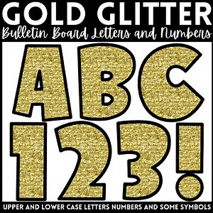 Gold Glitter Bulletin Board Letters and Numbers