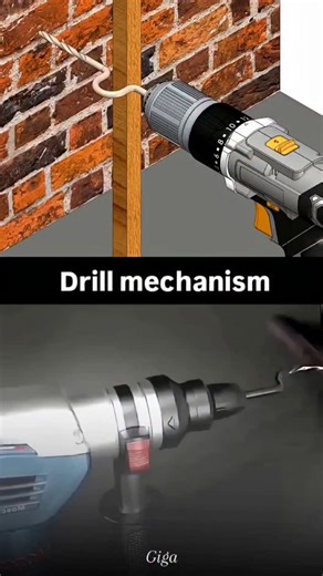 Engineering & Industrial on Instagram: "🛠️ Drill Mechanism | Engineering Explained A drill is a rotary power tool designed to convert electrical energy into mechanical motion for material removal. Its performance depends on motor power, torque control, and rotational speed. ⚙️ How it works: An electric motor produces rotational motion, which is transferred through a gear train to adjust speed and torque. The chuck grips the drill bit and transmits torque directly to it. As the bit rotates, cutt