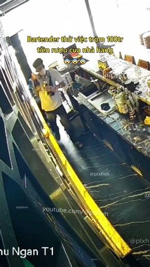 Apprentice bartender steals 100 million VND worth of alcohol from restaurant 😨 #theft #robbery #l...