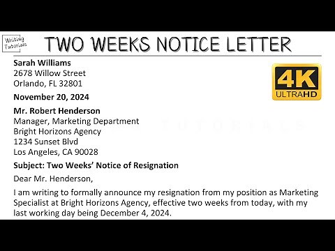 How To Write Two Weeks Notice Letter with Sample and Explanation | Writing Tutorials