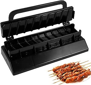 Kebab Maker Press Non Stick Manual Kebab Mould Easy to Clean Plastic Barbecue Skewer Maker Machine for Turkish Kebab Outdoor BBQ Camping Picnics (Black)