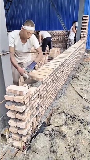 The Process of Installing Brick Walls Using the String Technique for Straight and Neat Results