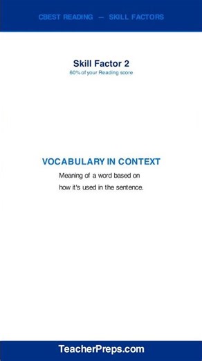 CBEST Reading Skill Factor Breakdown | Teacher Certification | #Shorts