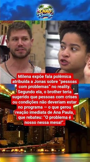 POLÊMICA NO REALITY: FALA DE JONAS SOBRE “PESSOAS COM PROBLEMAS” GERA REVOLTA