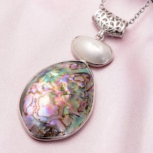 Abalone Shell and White Shell Pendant Necklace