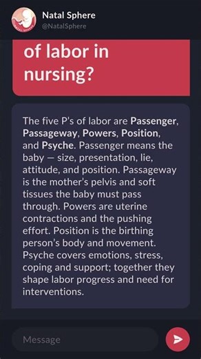 What are the 5 P's of labor in nursing?