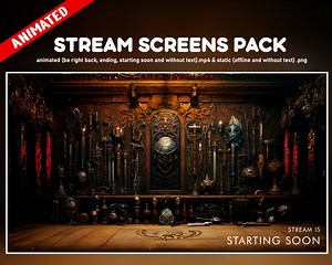Weapon Twitch Overlay Animated Pack - War Sword Dagger Screens Aze Stream LOOPED BACKGROUND - Starting Soon, Be Right Back, Ending, Offline - Etsy
