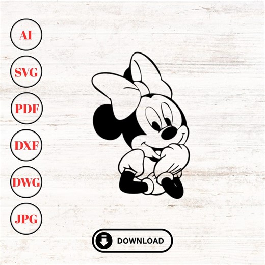 Minnie Mouse Dxf Svg Pdf Ai Files | Minnie Mouse Laser Cut Files | Cnc Router Cutting | Engraving Decal | Digital Vector Instant Download - Etsy