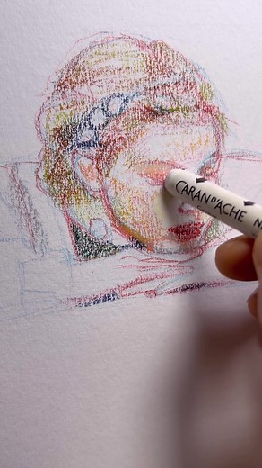 Coloring Face Drawing Using Wax Crayons Tutorial