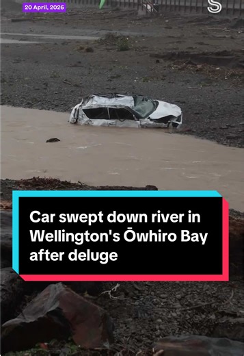 Car Swept Down River in Wellington Flood