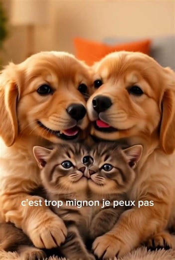 “Quand chiens et chats tombent amoureux 🐶💜🐱”