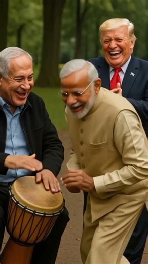 Modi dance gone wrong! Netanyahu, trump in a hilarious park drama #politicalsatire #memes