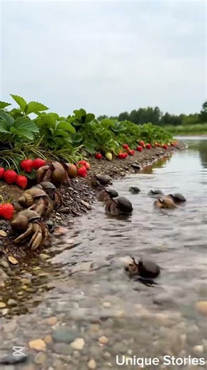 Tiny Creature Farming Episode 4(Snail harvesting strawberry) #viralshorts #aigenerated #aigenerated