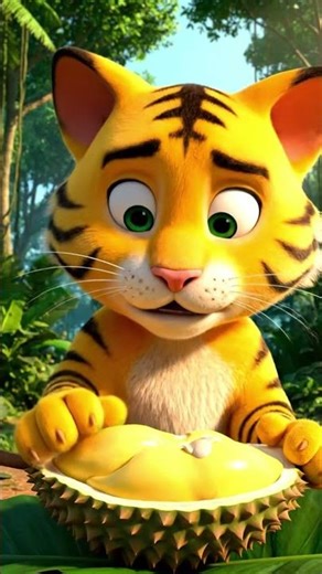 yellow cat eating durian #catshorts #durian #cat