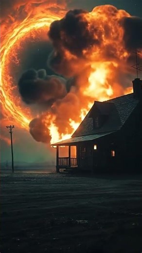 🔥 Ring of Fire Portal: Animated Sci-Fi Horror Cabin Art 4K | Apocalyptic Motion Loop #shorts #portal
