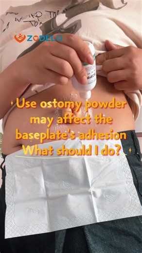 Use ostomy powder may affect the baseplate's adhesion. What should I do? #ZODELO #ZODELOcare #OstomyBag #OstomyCare #OstomyLife