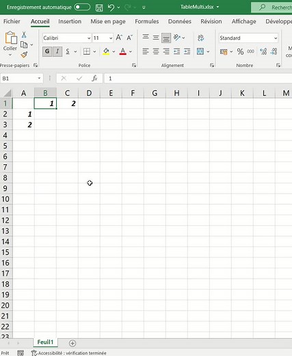 Table de multiplication #excel #trucsetastuces #multiplication #ligne #colonne