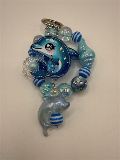 Dolphin Themed Blue Keychain - Etsy
