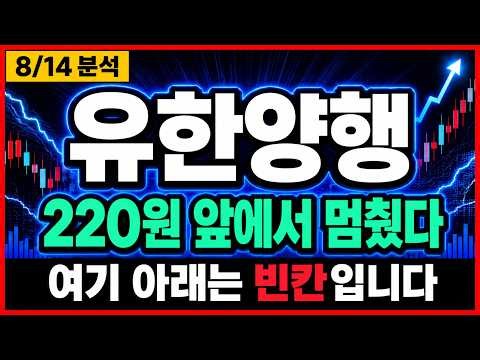 [유한양행 주가전망] (장중속보) 발밑 220원 아래가 완전히 비어 있습니다 "그 문턱에서 멈추고 되올랐다" 연휴 앞 종가가 전부입니다 #유한양행주가전망 #유한양행목표가 #유한양행