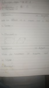 Write the difference of a square and a rhombus.a) Square -b... | Filo