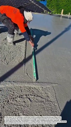 Concrete Surface Leveling Using Manual Screed Tool | Construction Process Education.